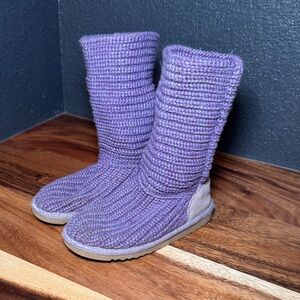 Ugg Cozy Purple Knit Kids Boots 11